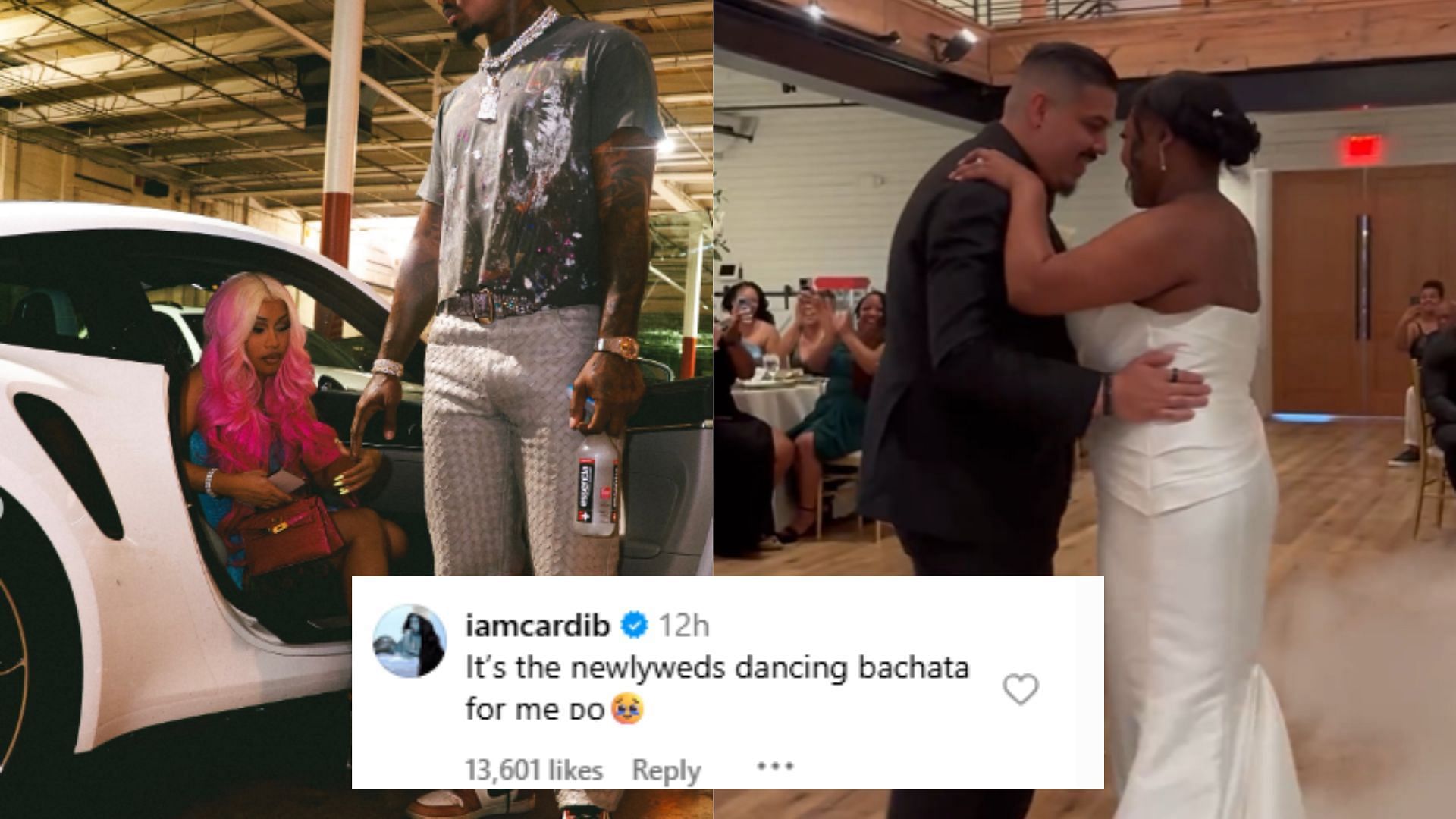 Cardi B's comment on Diggs' post has received tens of thousands of likes on Instagram. (Photos via Stefon Diggs' Instagram post)